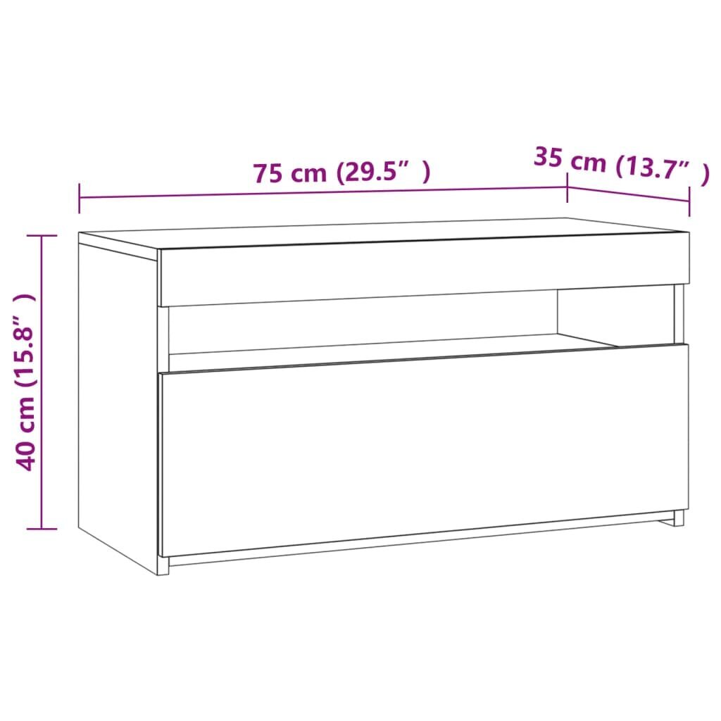 vidaXL telerialus LED-tuledega, pruun tamm, 60 x 35 x 40 cm hind ja info | TV alused | kaup24.ee