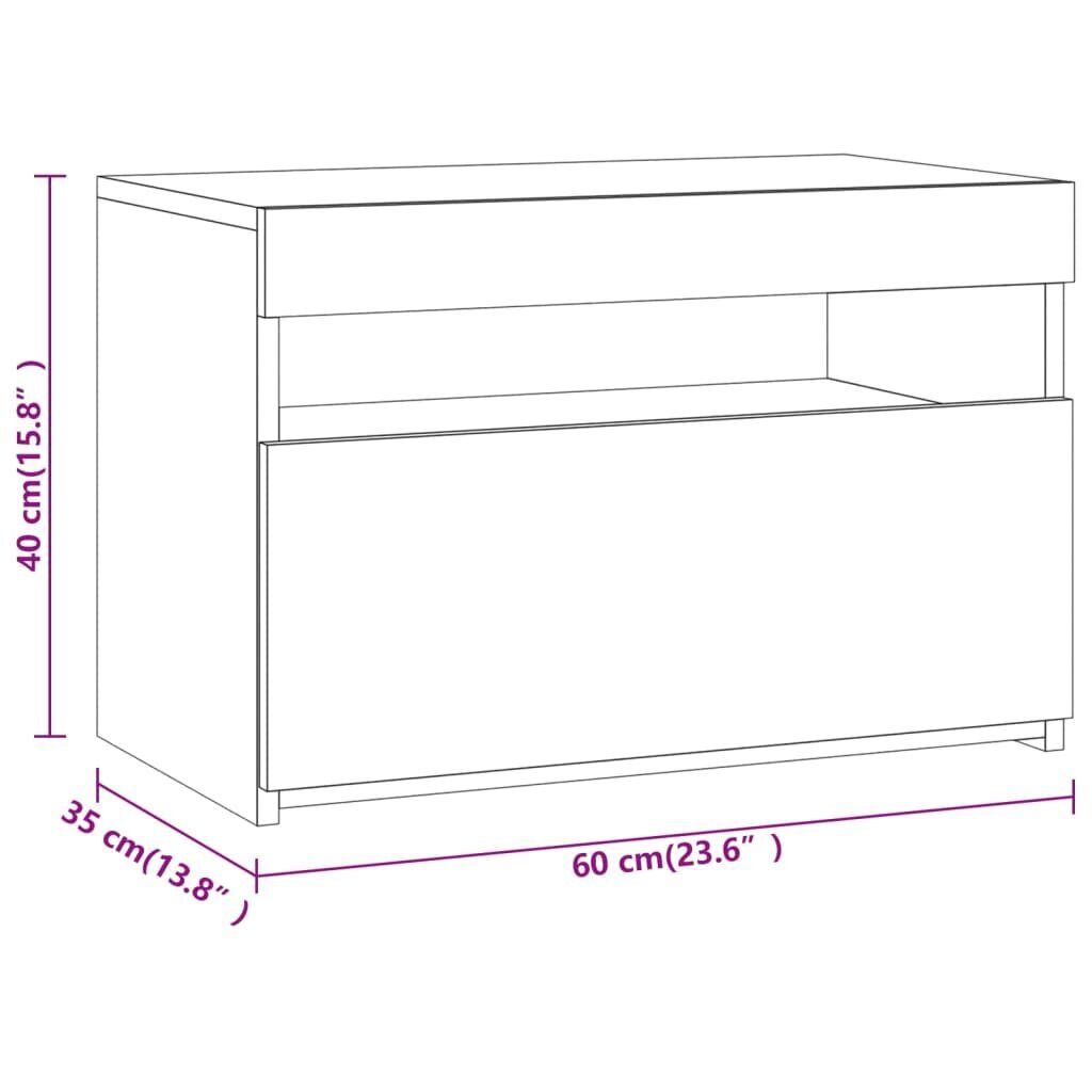 vidaXL telerialus LED-tuledega, hall Sonoma tamm, 60 x 35 x 40 cm hind ja info | TV alused | kaup24.ee