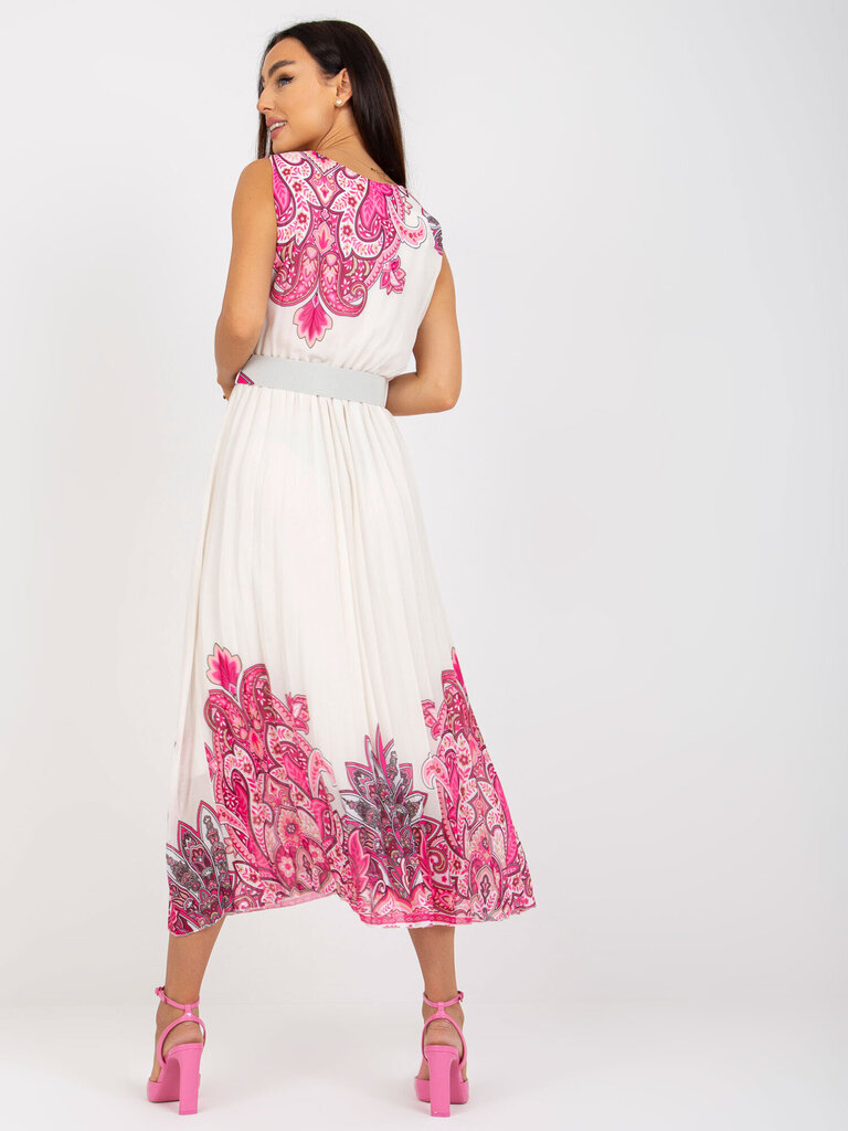 Naiste roosa ja valge Ühe suuruse kleit цена и информация | Kleidid | kaup24.ee