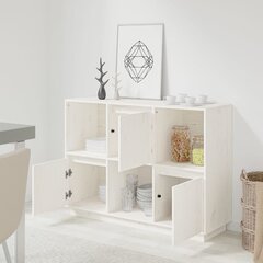 vidaXL puhvetkapp, valge, 110,5 x 35 x 80 cm, toekas männipuit hind ja info | Elutoa väikesed kapid | kaup24.ee