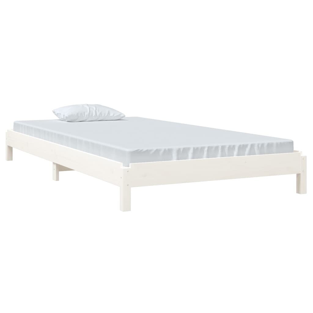 vidaXL virnastatav voodi, valge, 100 x 200 cm, männipuit hind ja info | Voodid | kaup24.ee