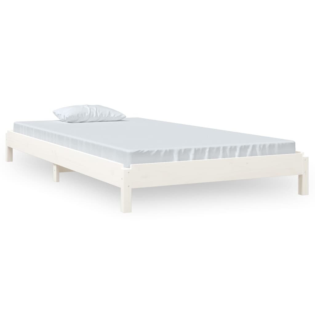 vidaXL virnastatav voodi, valge, 100 x 200 cm, männipuit цена и информация | Voodid | kaup24.ee