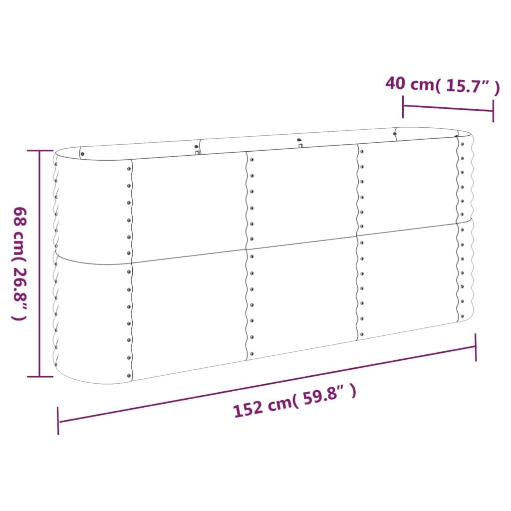 vidaXL aia taimekast, pulbervärvitud teras, 152x40x68 cm, antratsiit hind ja info | Lillekastid | kaup24.ee