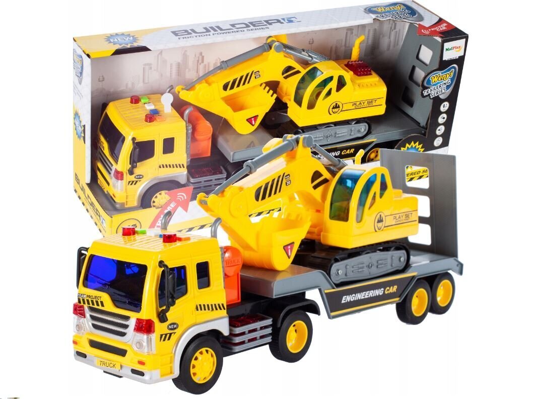 Traktor, traal koos ekskavaatoriga, käivitushelid, valgusefektid hind ja info | Poiste mänguasjad | kaup24.ee