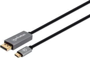 Kaabli adapter Manhattan USB-C - DisplayPort DP Alt Mode 8K 2m, must цена и информация | Кабели для телефонов | kaup24.ee