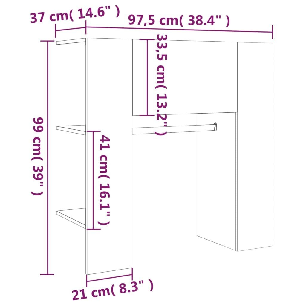 vidaXL telerikapp, betoonhall, 97,5x37x99 cm, tehispuit hind ja info | Elutoa väikesed kapid | kaup24.ee