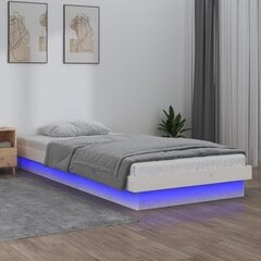 vidaXL LED-voodiraam, valge, 90 x 200 cm, männipuit hind ja info | Voodid | kaup24.ee