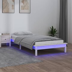 vidaXL LED-voodiraam, valge, 100 x 200 cm, männipuit цена и информация | Кровати | kaup24.ee