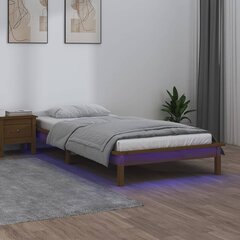 vidaXL LED-voodiraam, meepruun, 100 x 200 cm, männipuit цена и информация | Кровати | kaup24.ee