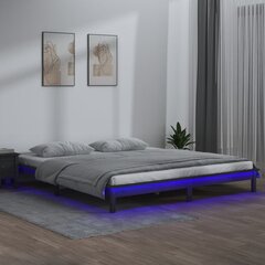 vidaXL LED-voodiraam, hall, 135 x 190 cm, männipuit цена и информация | Кровати | kaup24.ee