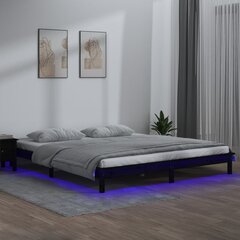 vidaXL LED-voodiraam, must, 135 x 190 cm, männipuit цена и информация | Кровати | kaup24.ee