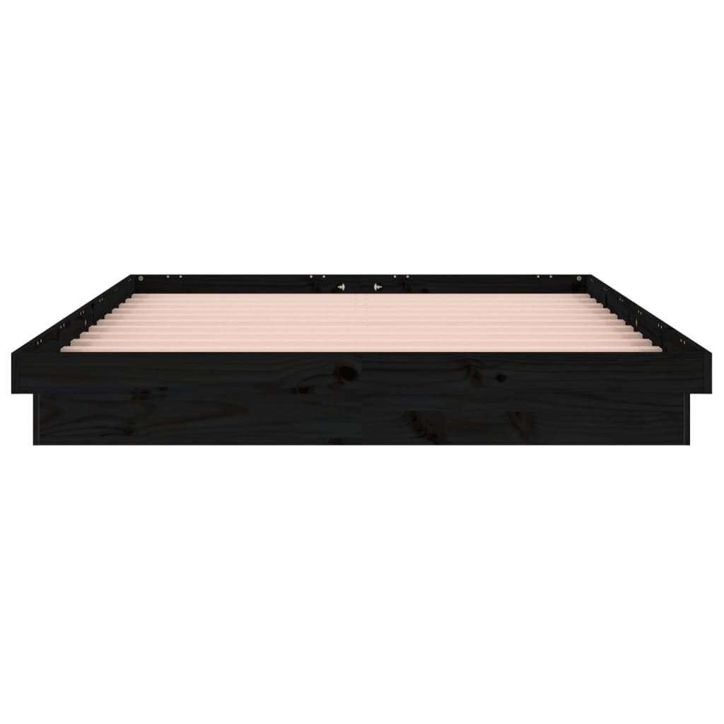 vidaXL LED-voodiraam, must, 120 x 190 cm, männipuit hind ja info | Voodid | kaup24.ee