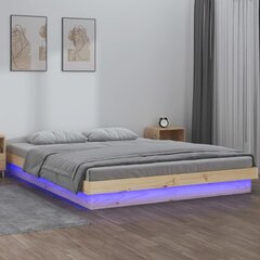 vidaXL LED-voodiraam, 140 x 190 cm, männipuit цена и информация | Кровати | kaup24.ee