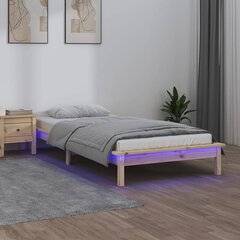 vidaXL LED-voodiraam, 90 x 200 cm, männipuit цена и информация | Кровати | kaup24.ee