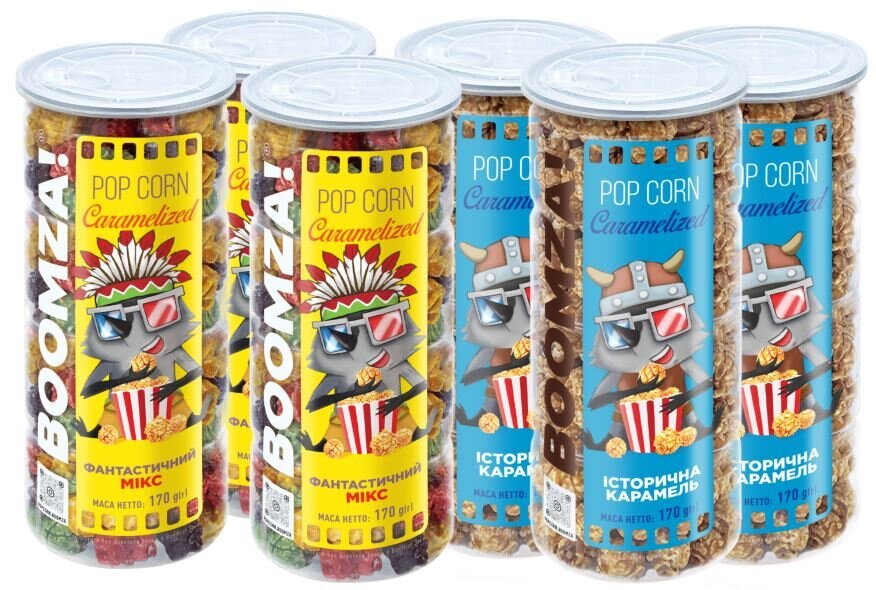 Karamelliseeritud popkorn Boomza Mix, 170 g x 6 hind ja info | Maiustused | kaup24.ee