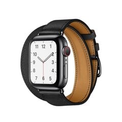 Double Tour Кожаный ремешок для Apple Watch — Черный 38/40/41мм цена и информация | Аксессуары для смарт-часов и браслетов | kaup24.ee