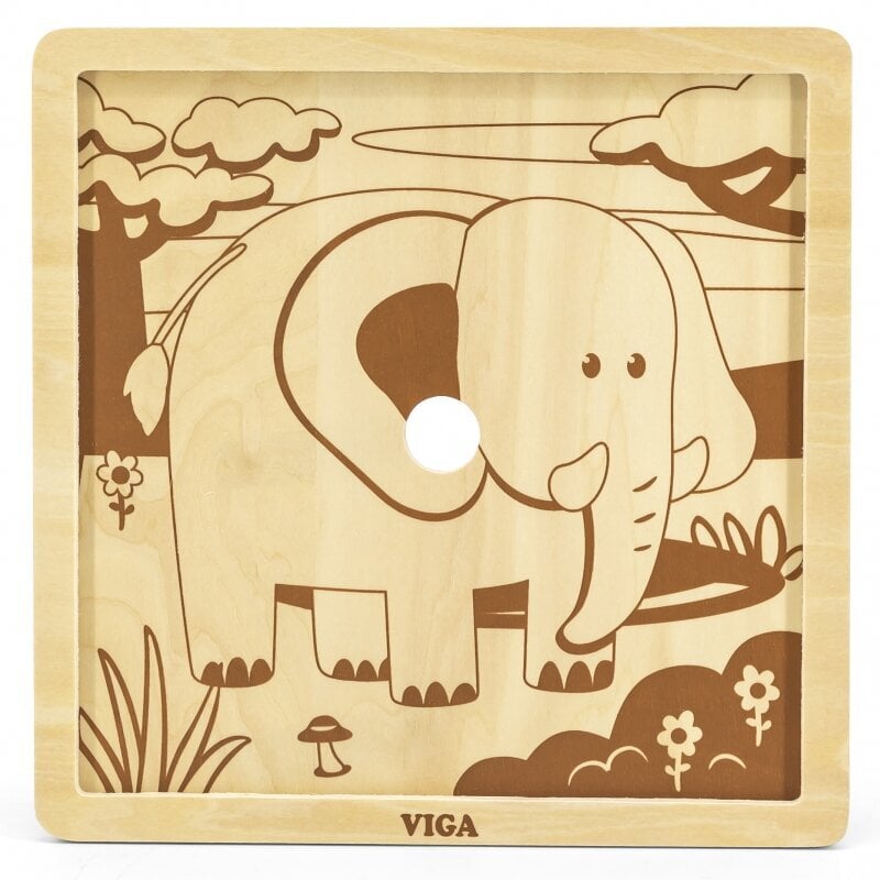 VIGA Handy Wooden Puzzle Elephant 9 tükki hind ja info | Arendavad mänguasjad | kaup24.ee