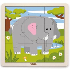 VIGA Handy Wooden Puzzle Elephant 9 tükki hind ja info | Arendavad mänguasjad | kaup24.ee