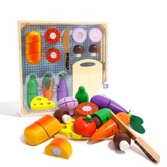 Деревянная нарезка для овощей в коробке TOOKY TOY, 20 шт. цена и информация | Развивающие игрушки | kaup24.ee