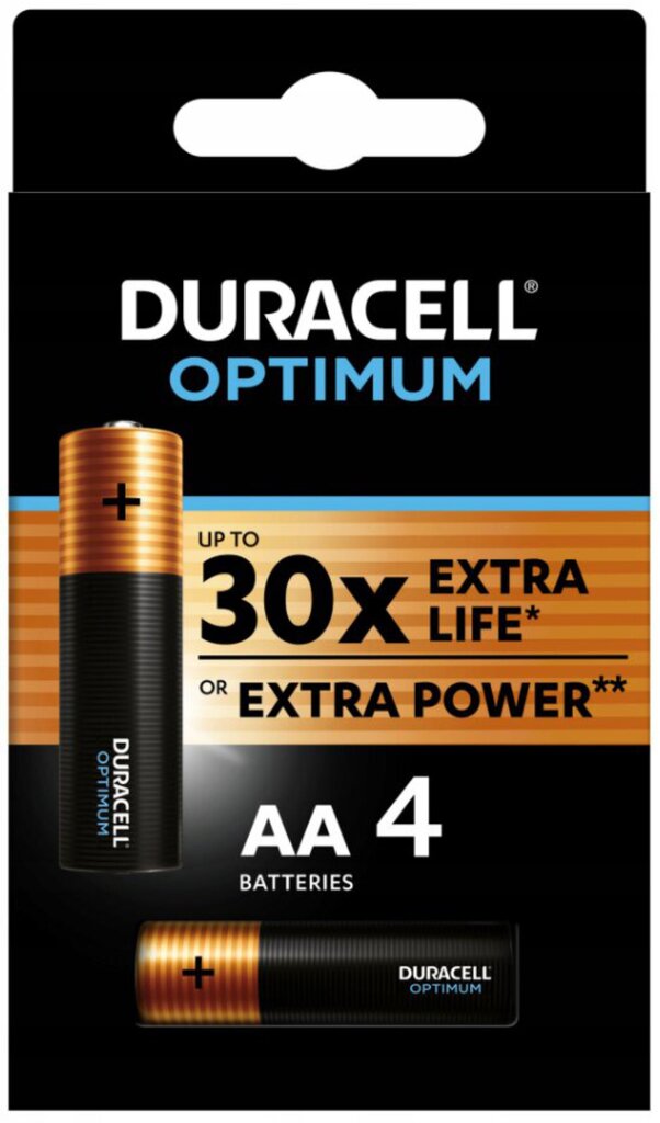 Patareid Duracell Optimum, AA (LR6), 4 tk. цена и информация | Patareid | kaup24.ee