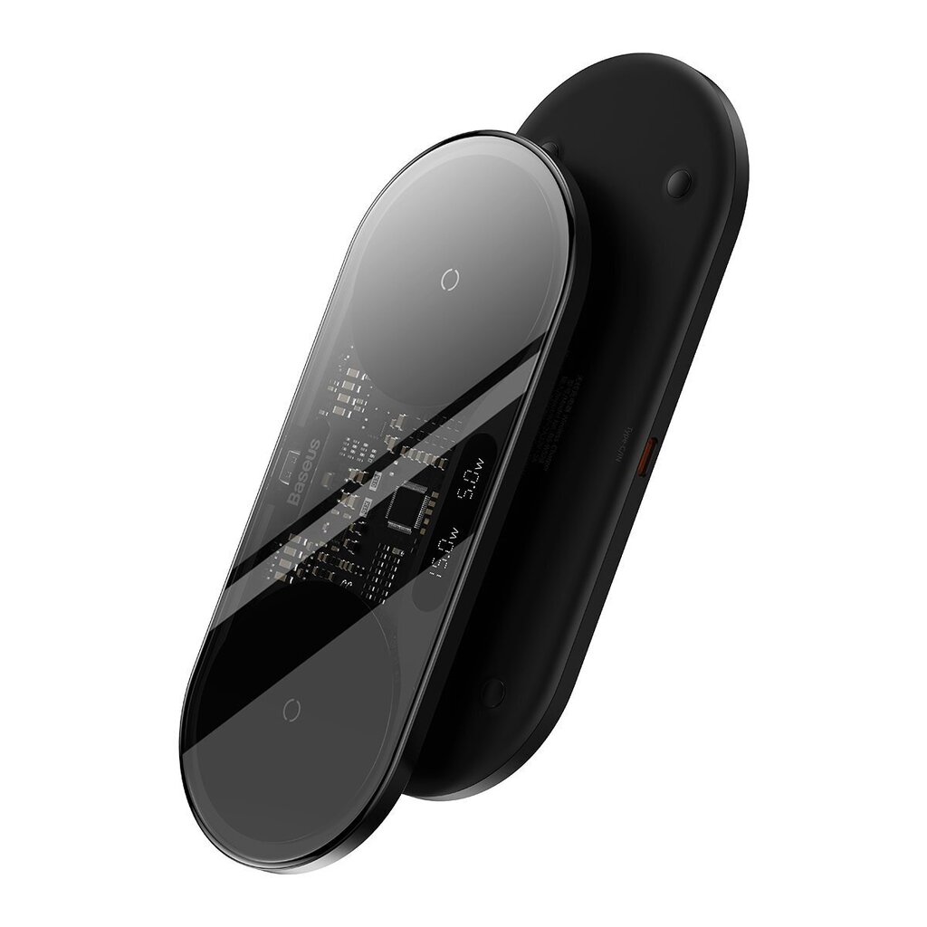 Baseus Digital LED Display dual wireless charger with digital display 20W black (WXSX010101) hind ja info | Mobiiltelefonide laadijad | kaup24.ee