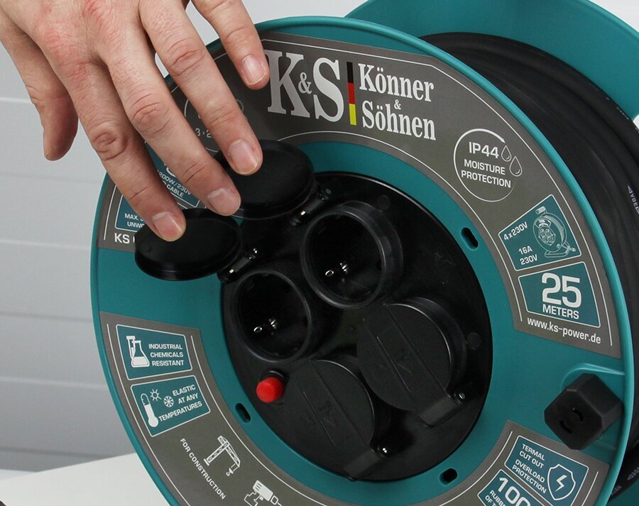 Pikendaja elektripoolis Könner &Söhnen KS CRM-25M, 25m hind ja info | Pikendusjuhtmed, kaablid | kaup24.ee