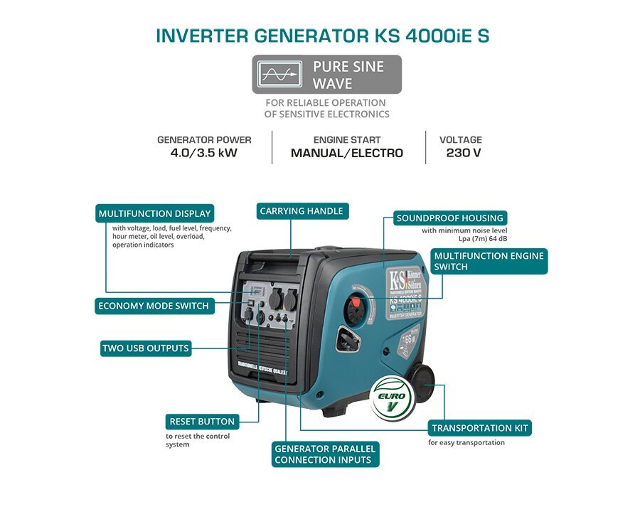 Inverter Generator Könner &Söhnen KS 4000iE S hind ja info | Generaatorid | kaup24.ee
