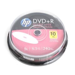 Диски DL DVD+R для HP, 8.5 ГБ, 8X WHITE FF InkJet Printable CAKE 10 цена и информация | Виниловые пластинки, CD, DVD | kaup24.ee