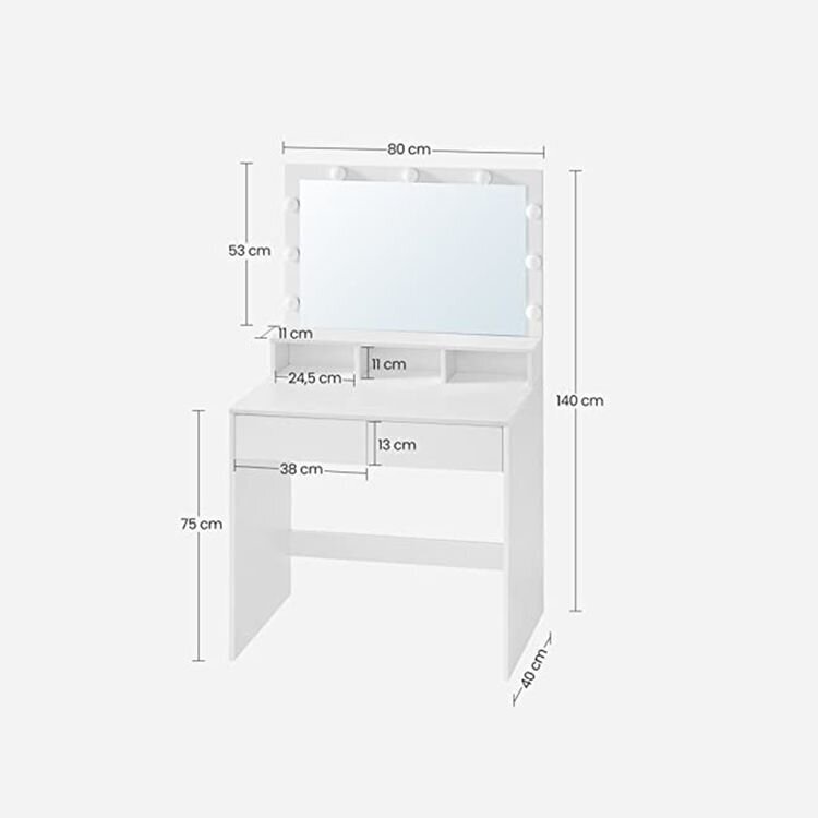 Kosmeetiline laud peegli ja pirnidega VASAGLE RDT120T10 цена и информация | Meigilauad | kaup24.ee