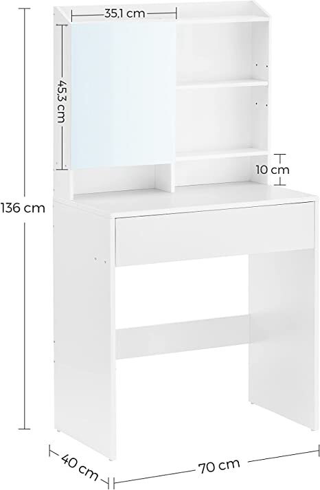 Kosmeetiline laud peegliga VASAGLE RDT118W01 hind ja info | Tualettlauad | kaup24.ee