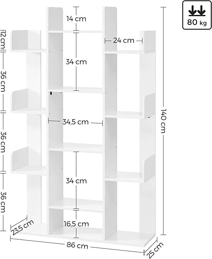 Riidekapp 13 riiuliga VASAGLE LBC067W01, valge hind ja info | Riiulid | kaup24.ee