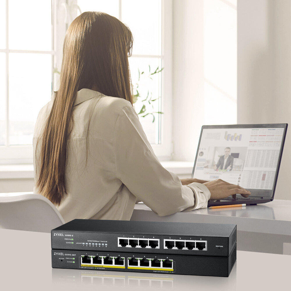 Zyxel GS1915-8EP Managed L2 Gigabit Ethernet (10/100/1000) Power over Ethernet (PoE) Black hind ja info | Lülitid (Switch) | kaup24.ee