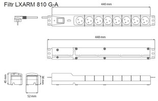 Lestar SUURGE PROTECTOR LXARM810 1,5M MUST цена и информация | Удлинители | kaup24.ee