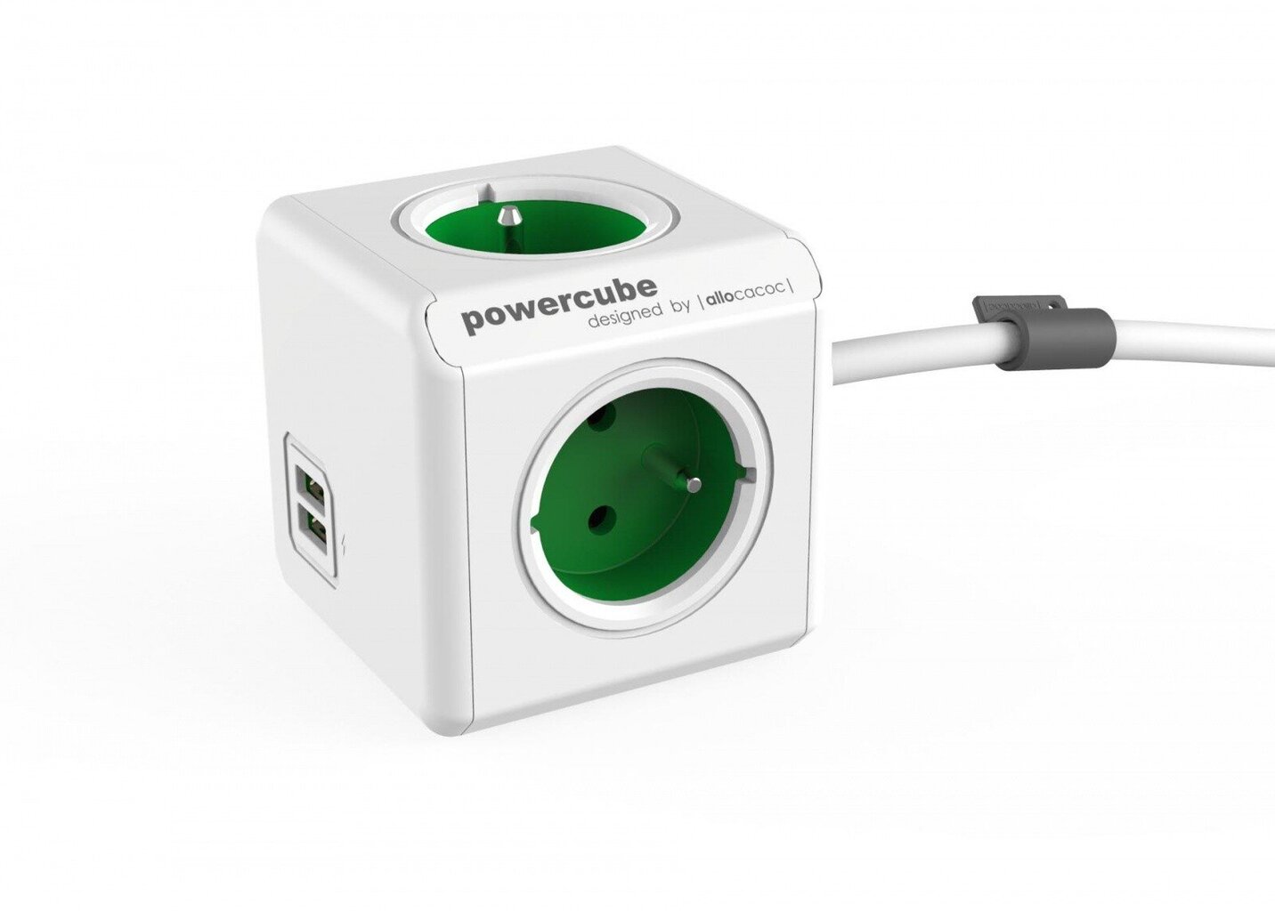 Allocacoc PowerCube USB Extended 1,5m 2402 Roheline hind ja info | Pikendusjuhtmed, kaablid | kaup24.ee