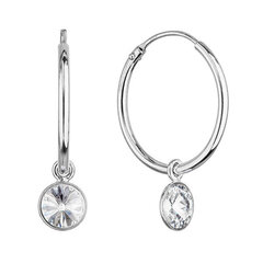 Серебряные круглые серьги Evolution Group Swarovski 2in1 31309.1 цена и информация | Серьги | kaup24.ee