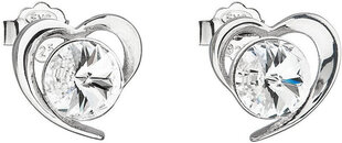 Evolution Group Swarovski valge südamega hõbekõrvarõngad 31259.1 hind ja info | Kõrvarõngad | kaup24.ee