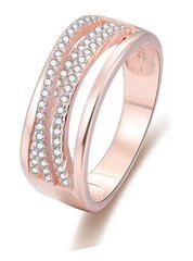 Серебряное кольцо с покрытием из розового золота с цирконами Beneto AGG340 цена и информация | Кольцо | kaup24.ee
