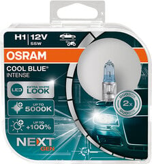 Лампы Osram, H1, COOL BLUE Intense,NextGen, 5000K, +100%, 55W 64210CBN-HCB цена и информация | Автомобильная ксеноновая лампа D2R 6000К (Китай) | kaup24.ee