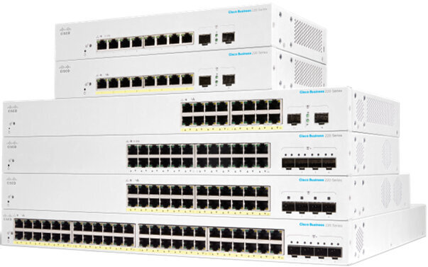 Cisco CBS220-24P-4X network switch Managed L2 Gigabit Ethernet (10/100/1000) Power over Ethernet (PoE) White hind ja info | Lülitid (Switch) | kaup24.ee