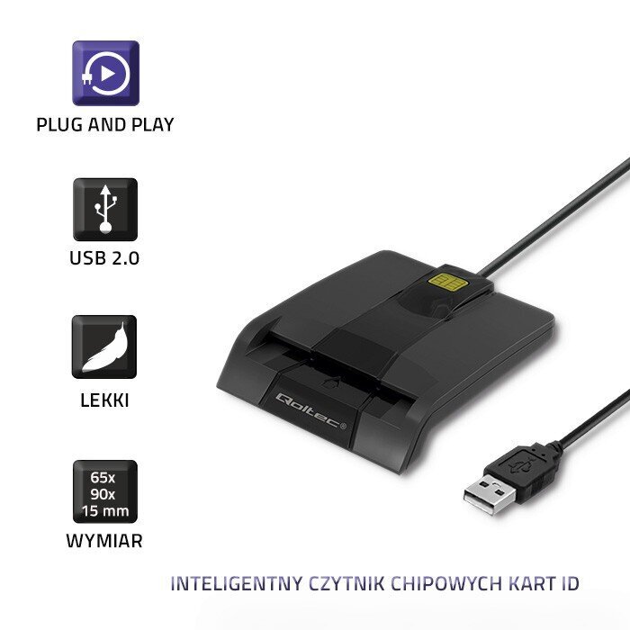 Qoltec Nutikas ID-kaardi lugeja, USB tüüp C hind ja info | Nutiseadmed ja aksessuaarid | kaup24.ee