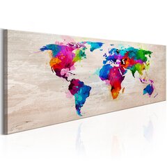Pilt - World Map: Finesse of Colours 135x45 cm hind ja info | Seinapildid | kaup24.ee