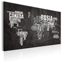 Картина - World Map: Mundo Negro 60x40 см цена и информация | Картины, живопись | kaup24.ee