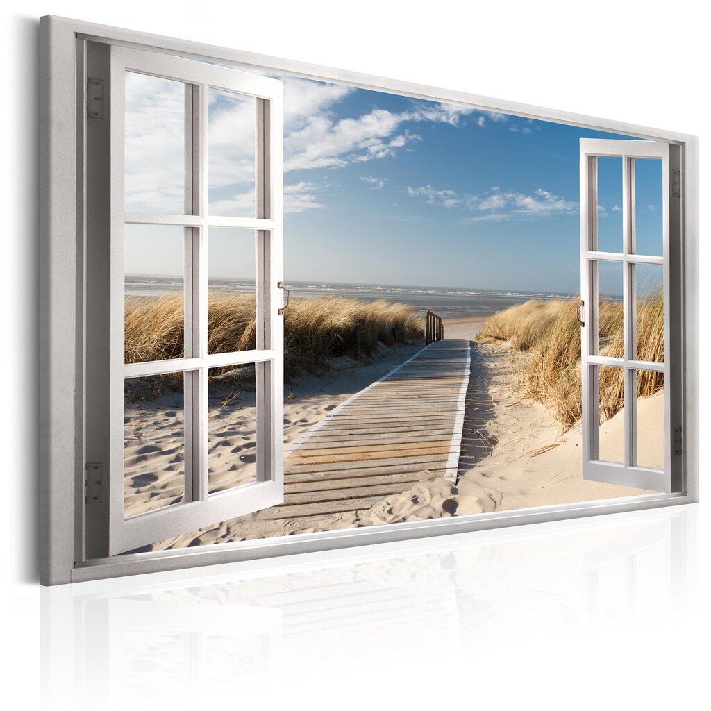 Pilt - Window: View of the Beach 120x80 cm hind ja info | Seinapildid | kaup24.ee