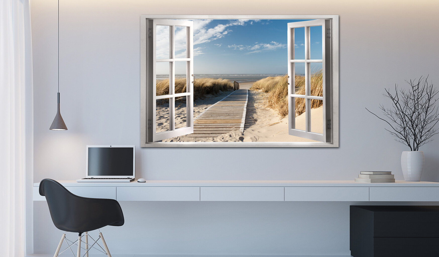 Pilt - Window: View of the Beach 120x80 cm цена и информация | Seinapildid | kaup24.ee