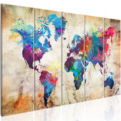 Картина - World Map: Colourful Ink Blots 225x90 см цена и информация | Картины, живопись | kaup24.ee