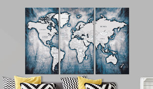 Картина - World Map: Ink Triptych 120x80 см цена и информация | Картины, живопись | kaup24.ee