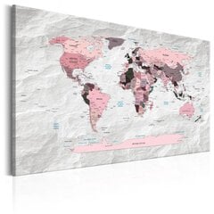Картина - World Map: Pink Continents 120x80 см цена и информация | Картины, живопись | kaup24.ee