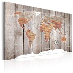 Картина - World Map: Wooden Stories 120x80 см цена и информация | Картины, живопись | kaup24.ee