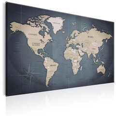 Картина - World Map: Shades of Grey 120x80 см цена и информация | Картины, живопись | kaup24.ee