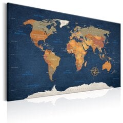 Картина - World Map: Ink Oceans 120x80 см цена и информация | Картины, живопись | kaup24.ee
